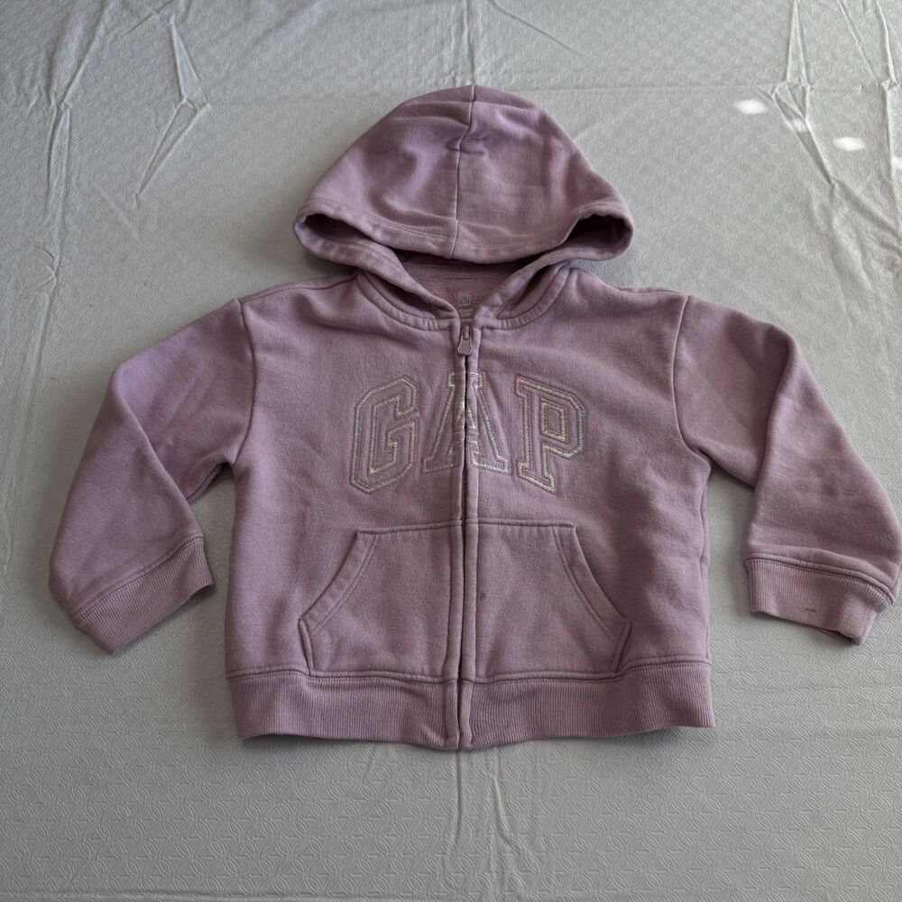 babyGap Toddler Glitter Arch Logo Zip-Up Hoodie Lavender Purple 4T